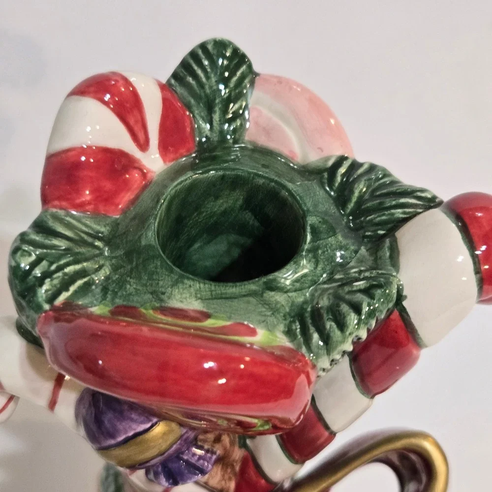 1996 Vintage Fitz & Floyd Candle Holder Sugar Plum Christmas Gingerbread Candy